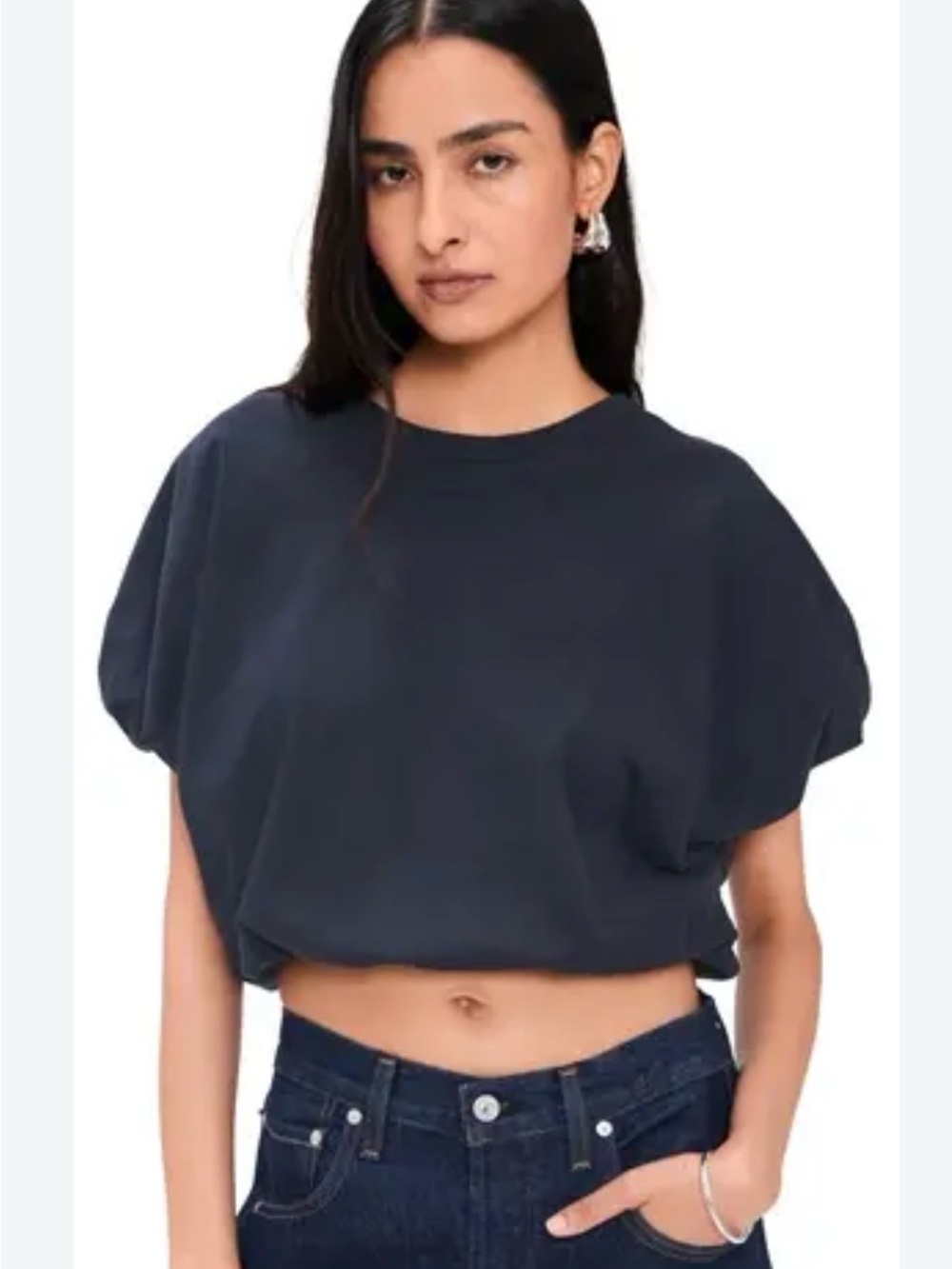 Citizens Of Humanity Navy Cropped Bubble Tee